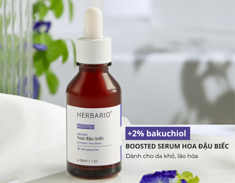 Boosted serum hoa đậu biếc Herbario được bổ sung 2% bakuchiol ở nồng độ cao