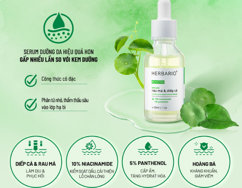 Boosted serum rau má diếp cá cho da dầu mụn