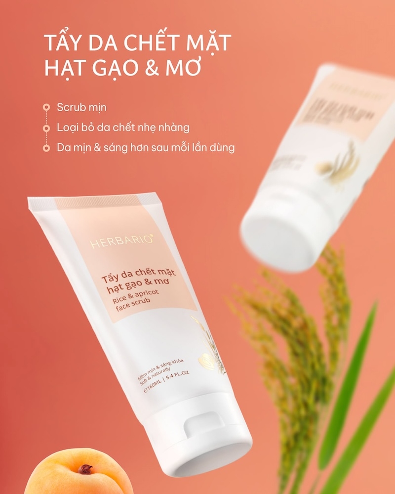 Tẩy da chết hạt gao & mơ Herbario tay da chet hat gao va mo Herbario
