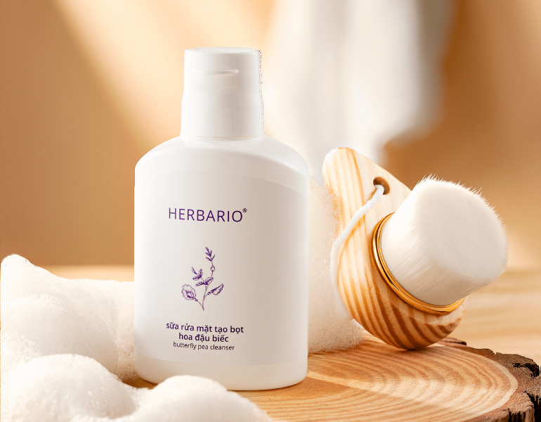 Hình ảnh sản phẩm Sữa rửa mặt hoa đậu biếc Herbario 100ml thuần chay