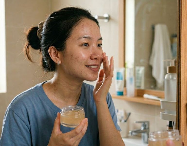 Dưỡng ẩm cho da dầu mụn thiếu nước