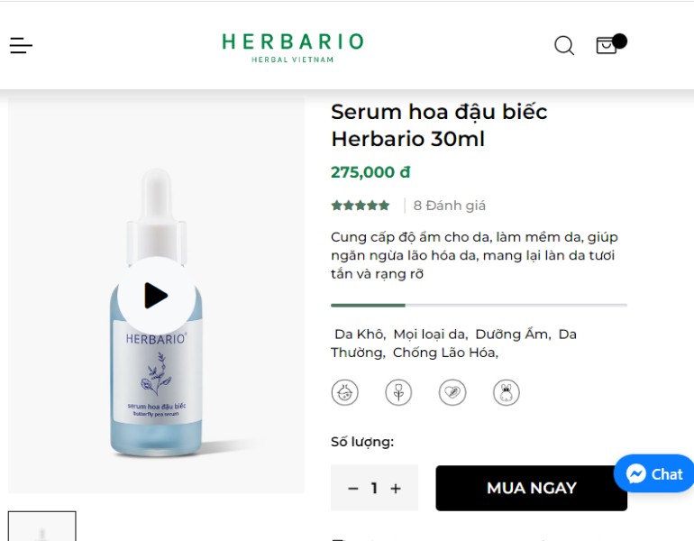 Serum Hoa đậu biếc Herbario mua chính hãng TẠI ĐÂY