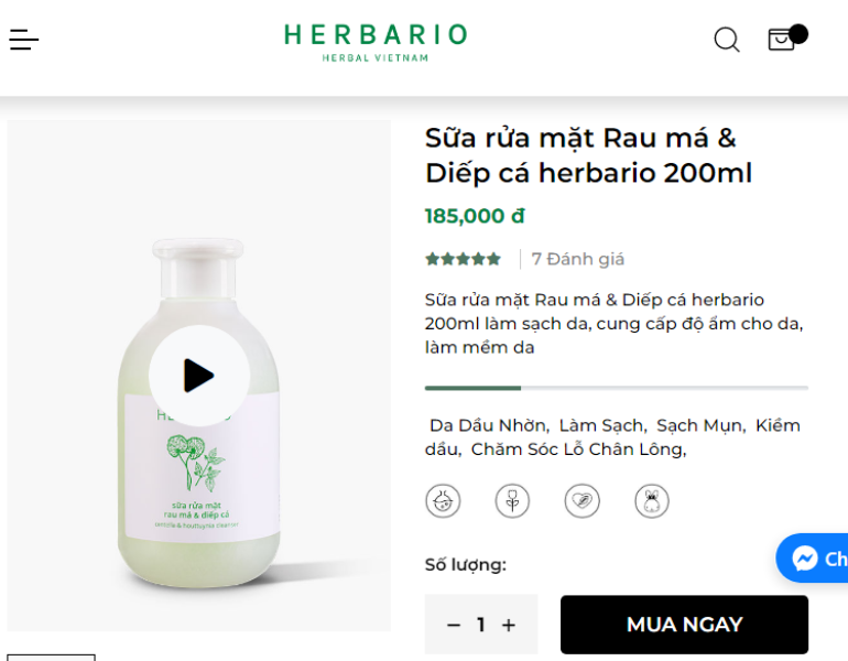 Mua sản phẩm Sữa rửa mặt Rau Má Diếp Cá Herbario chính hãng ở đâu?