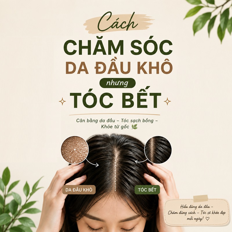 Cách chăm sóc da đầu khô nhưng tóc bết: Bí quyết cân bằng da đầu và tóc sạch khỏe