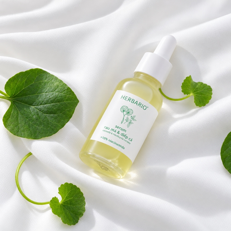 Cách patch test Serum Rau Má Diếp Cá Herbario an toàn cho da mụn, nhạy cảm