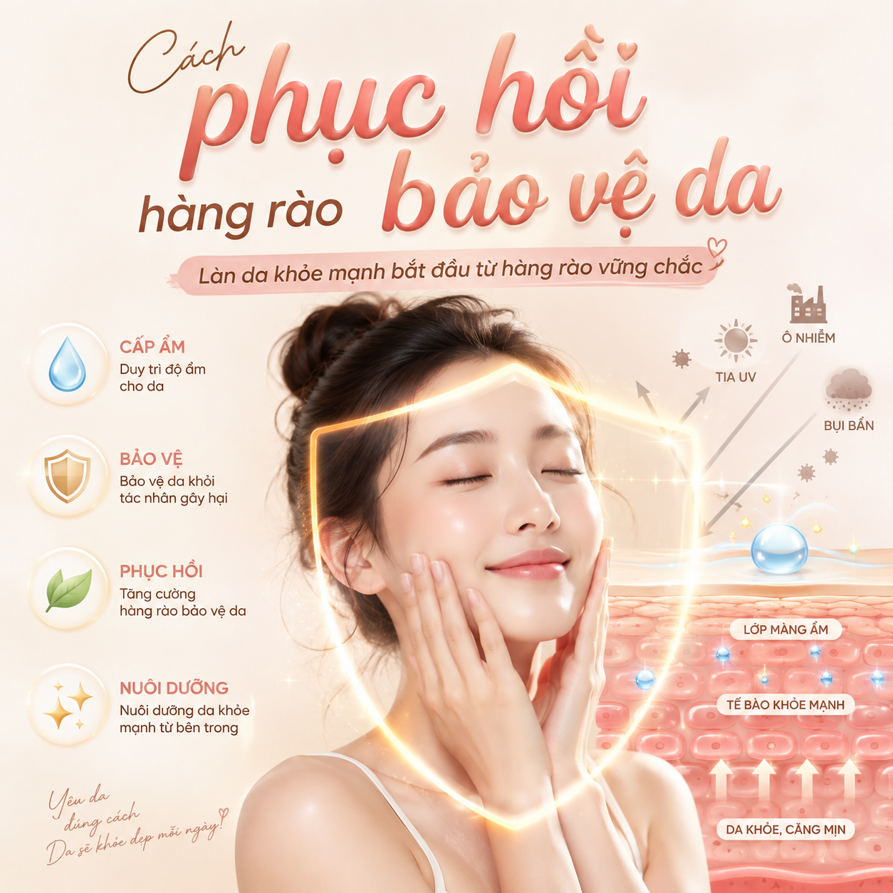 Cách phục hồi hàng rào bảo vệ da đúng cách, an toàn