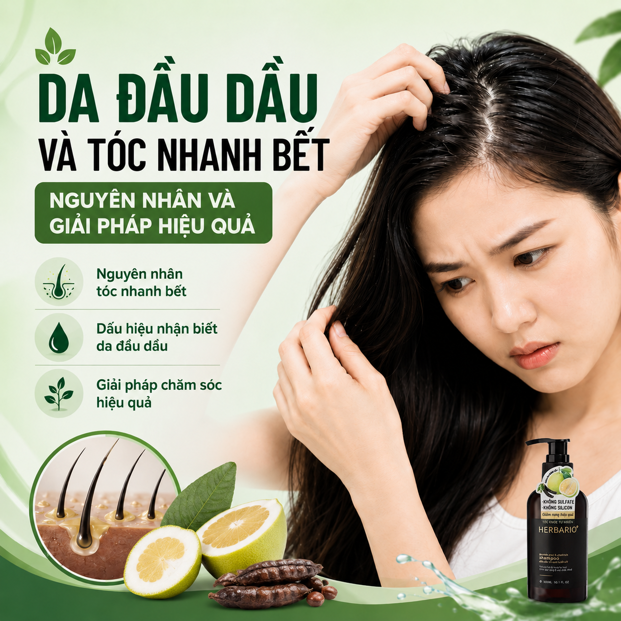 Da đầu dầu và tóc nhanh bết: Nguyên nhân và giải pháp hiệu quả