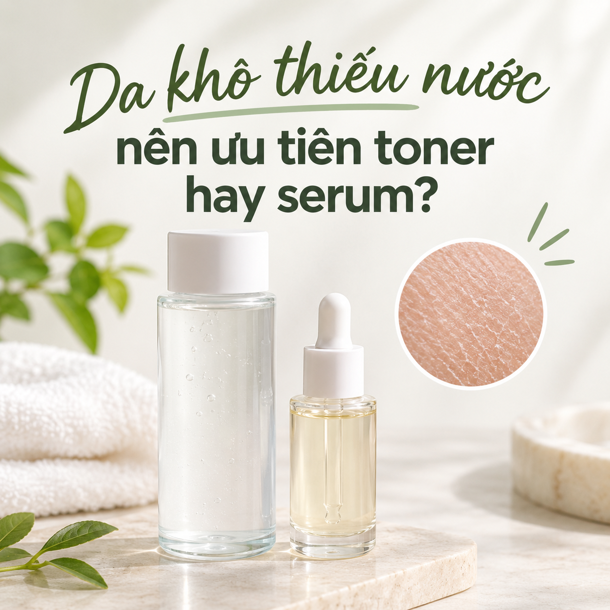 Da khô thiếu nước nên ưu tiên toner hay serum? Cách chọn đúng
