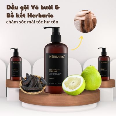 Dầu gội Vỏ bưởi & Bồ kết Herbario chăm sóc mái tóc hư tổn