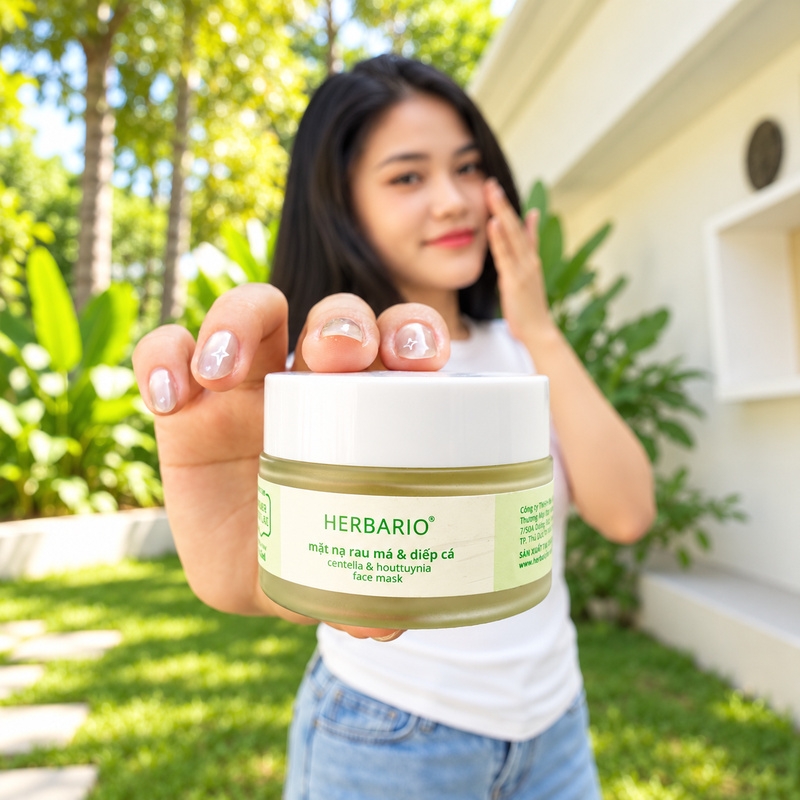 Hướng dẫn cách sử dụng Mặt nạ Rau Má Diếp Cá Herbario đúng chuẩn cho da dầu mụn