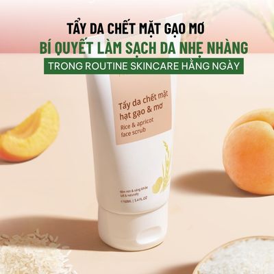 Tẩy da chết mặt gạo mơ: Bí quyết làm sạch da nhẹ nhàng trong skincare routine hằng tuần