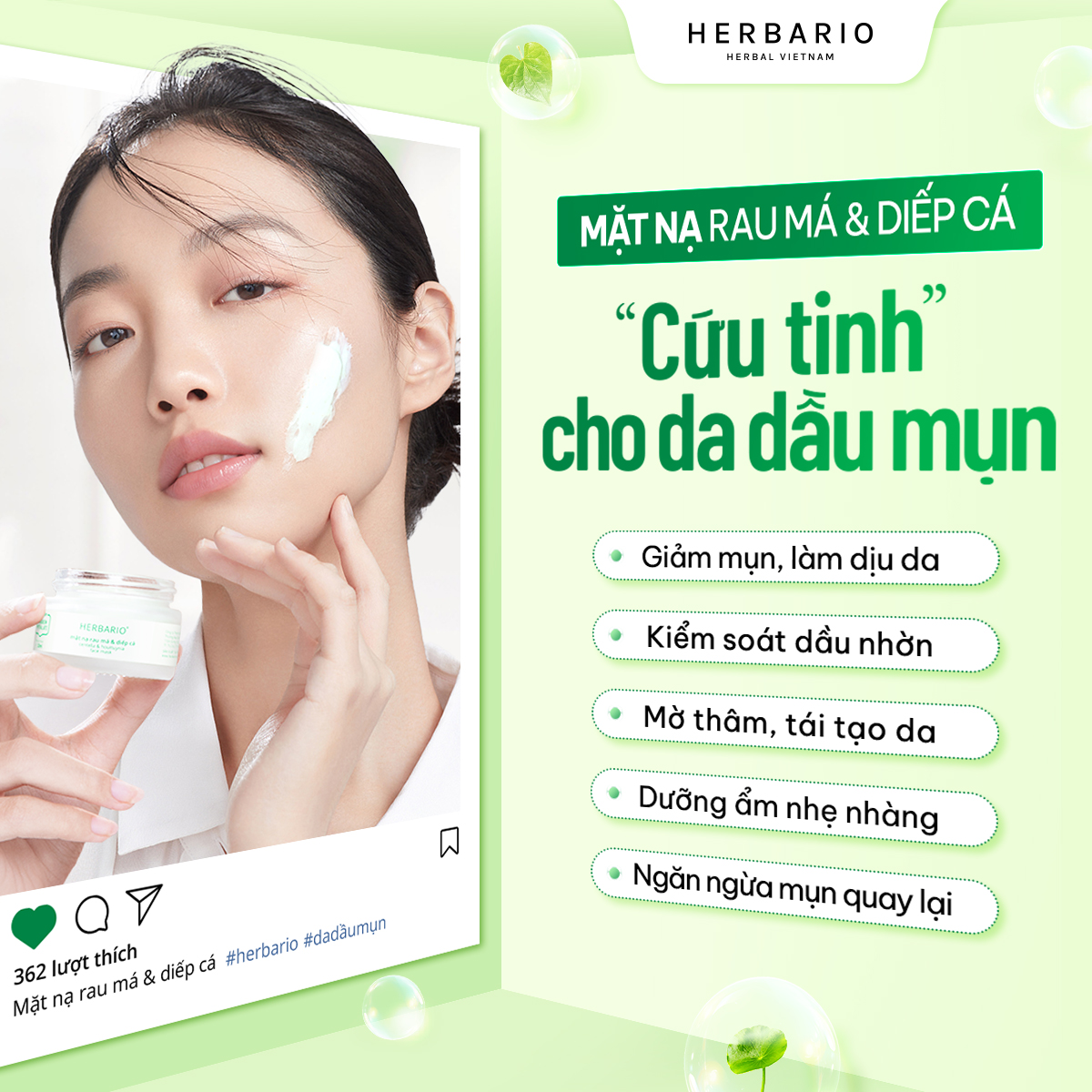 Mặt nạ rau má diếp cá - cứu tinh cho da dầu mụn
