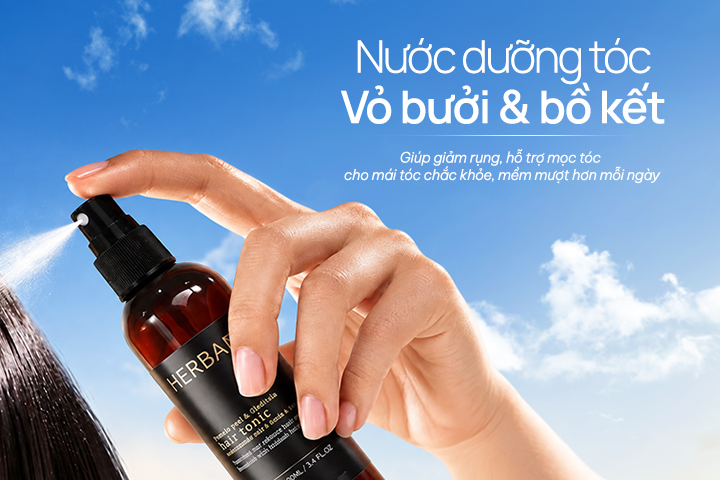 Nước dưỡng tóc vỏ bưởi bồ kết Herbario