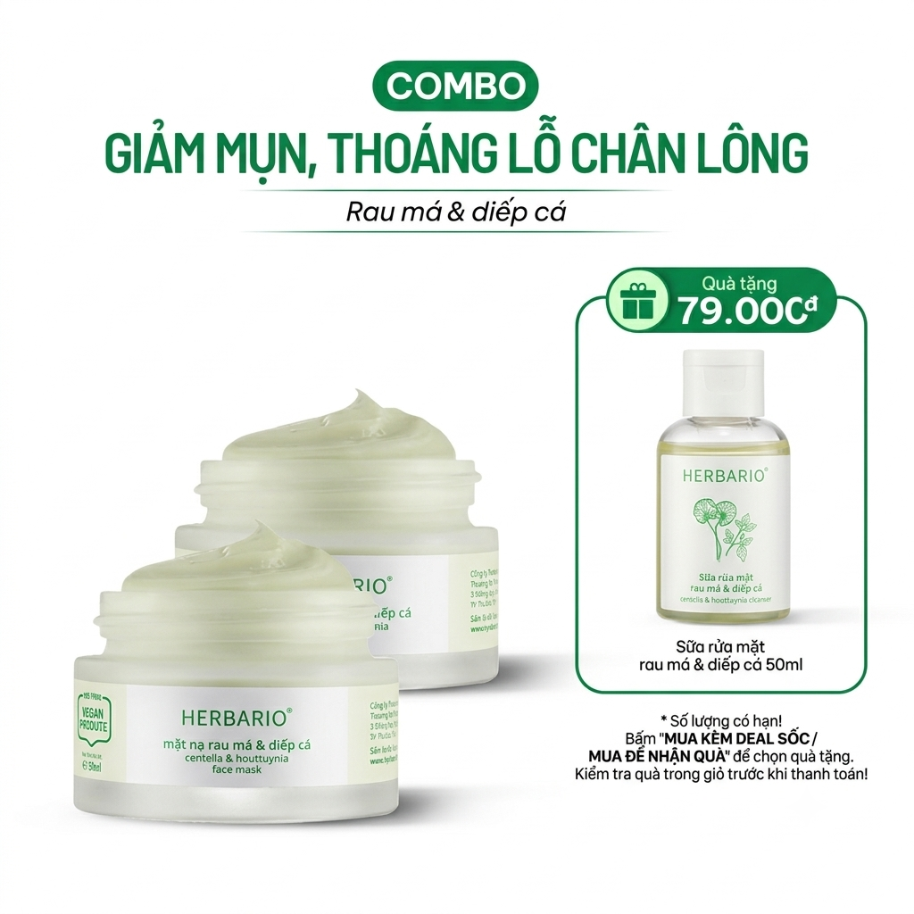 Combo 2 mặt nạ rau má diếp cá 30ml Herbario