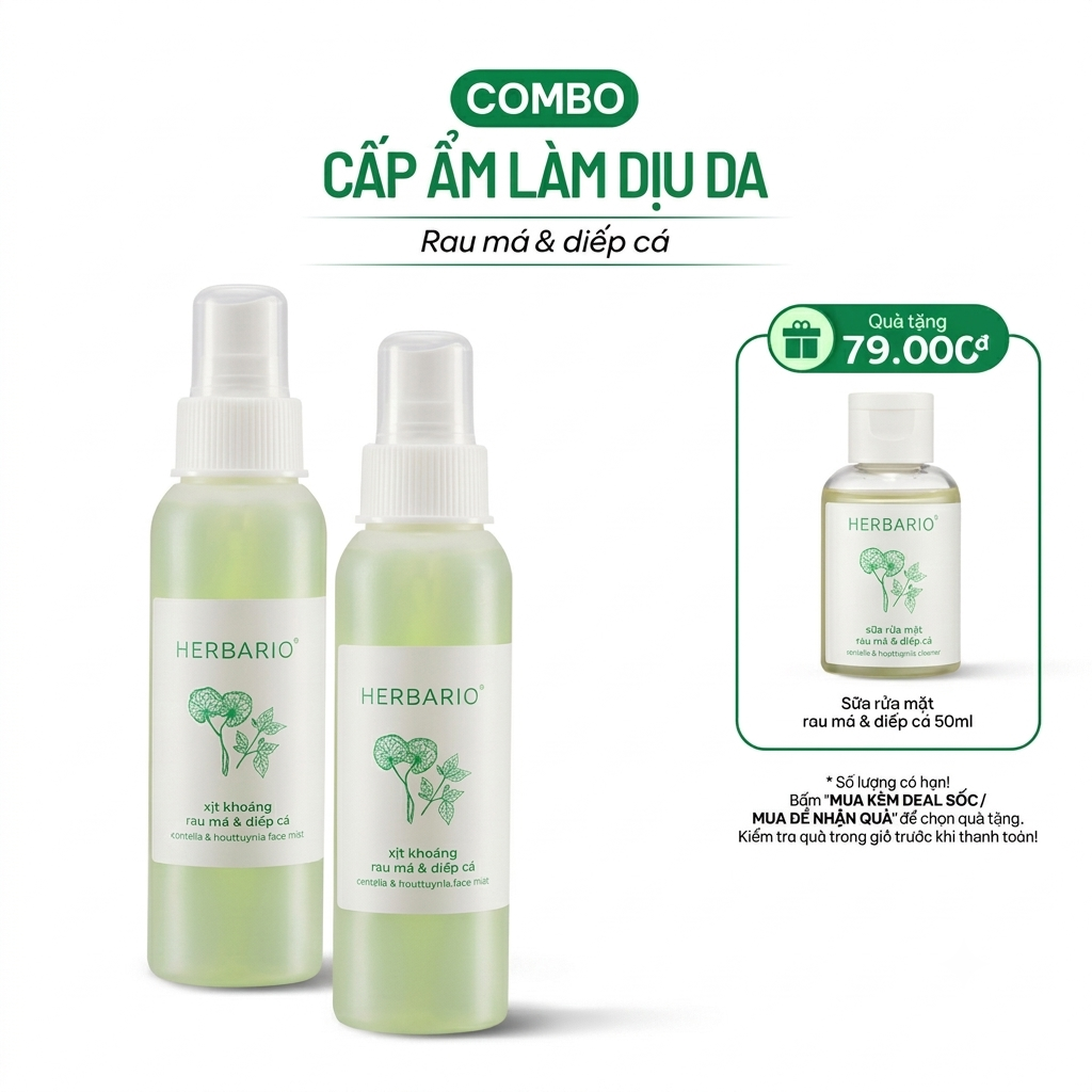 Combo 2 xịt khoáng rau má diếp cá Herbario 100ml