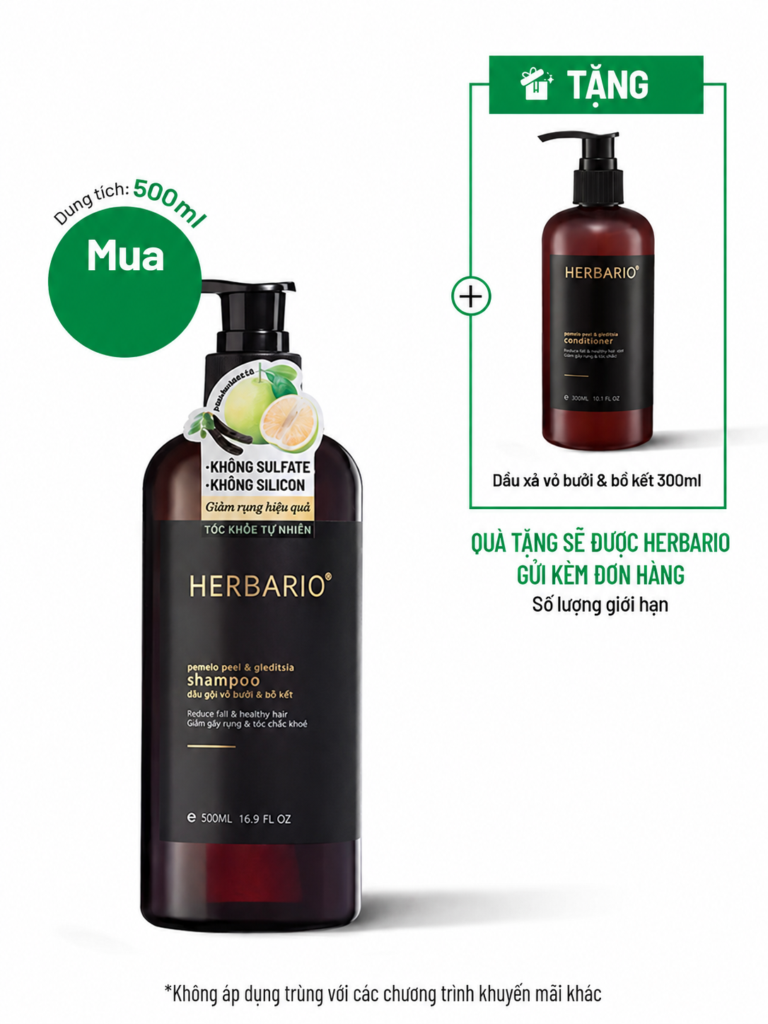 Dầu gội vỏ bưởi & bồ kết 500ml không sulfate không silicon 500ml