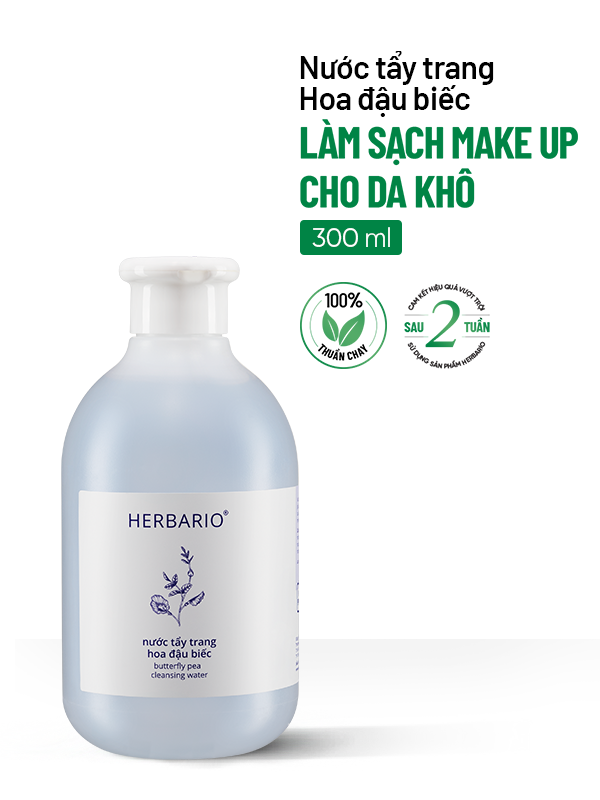 Nước tẩy trang Hoa Đậu Biếc Herbario 300ml hỗ trợ giảm lão hóa da