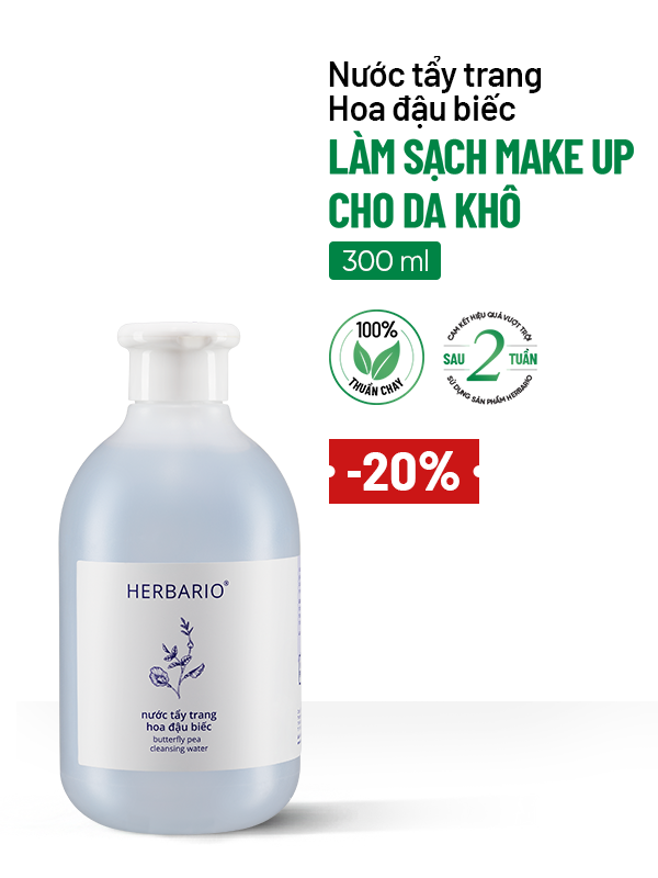 Nước tẩy trang Hoa Đậu Biếc Herbario 300ml hỗ trợ giảm lão hóa da