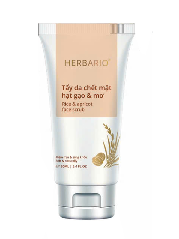 Tẩy da chết mặt hạt gạo & mơ Herbario 160ml
