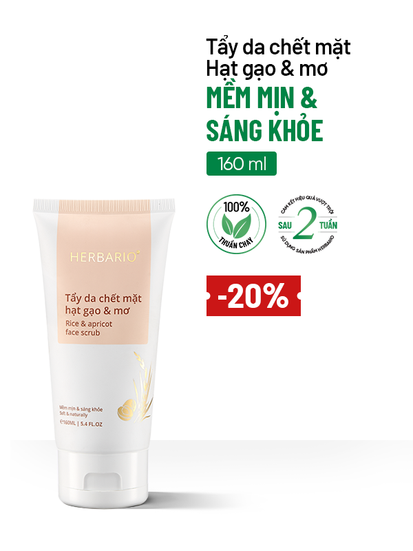Tẩy da chết mặt hạt gạo & mơ Herbario 160ml
